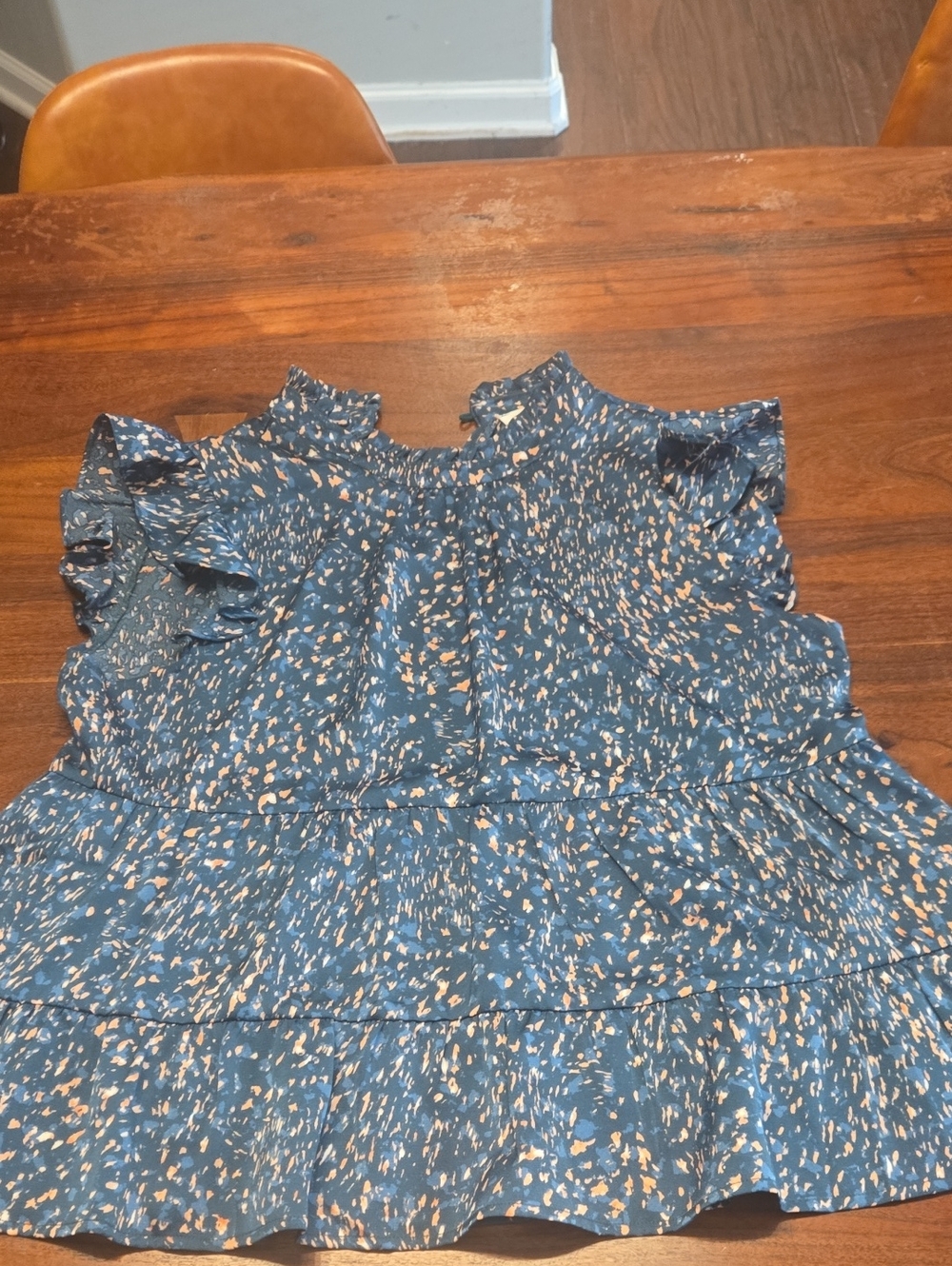 THML Blue Printed Ruffle Tiered Blouse